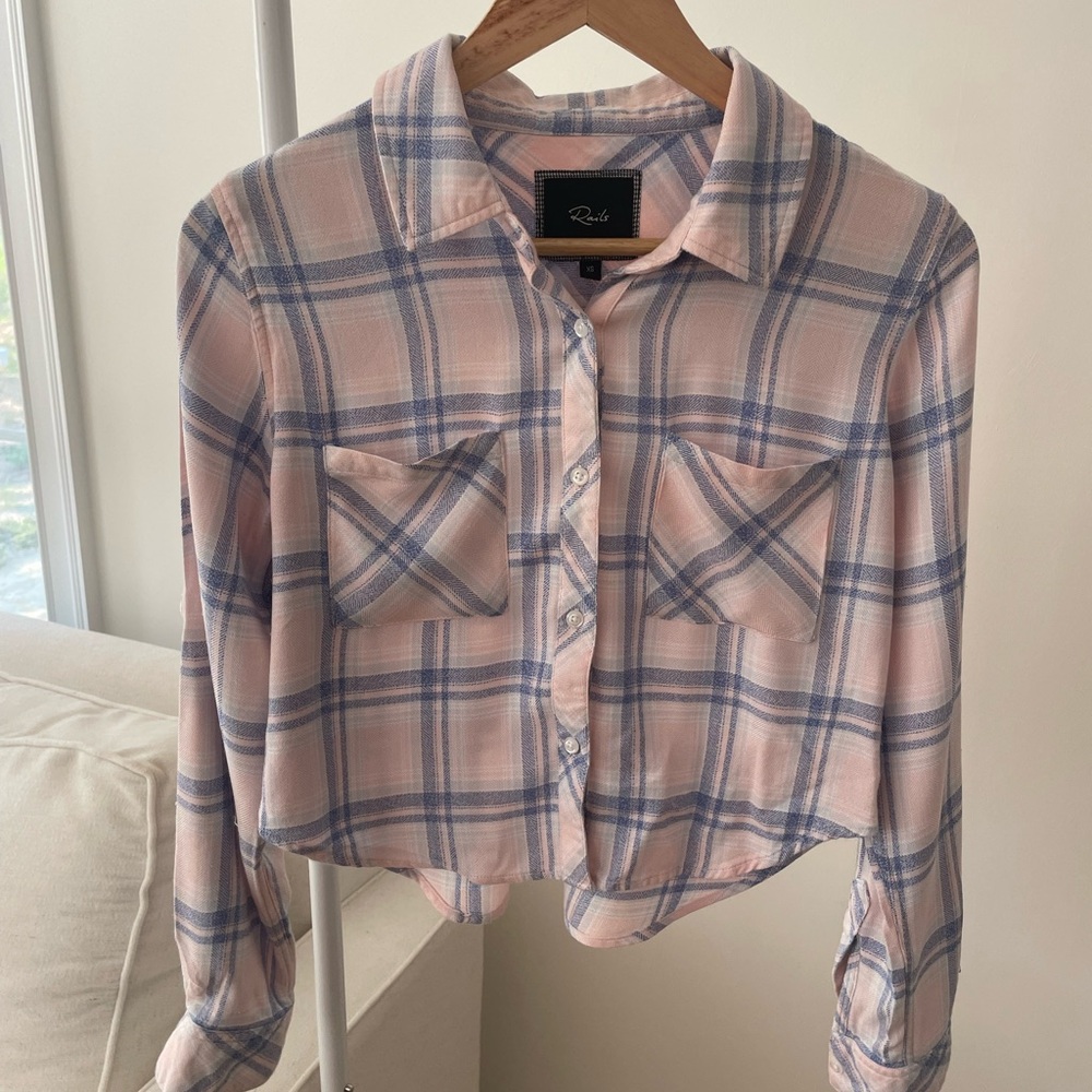 Rails Pink and Blue Plaid Button Down Shirt